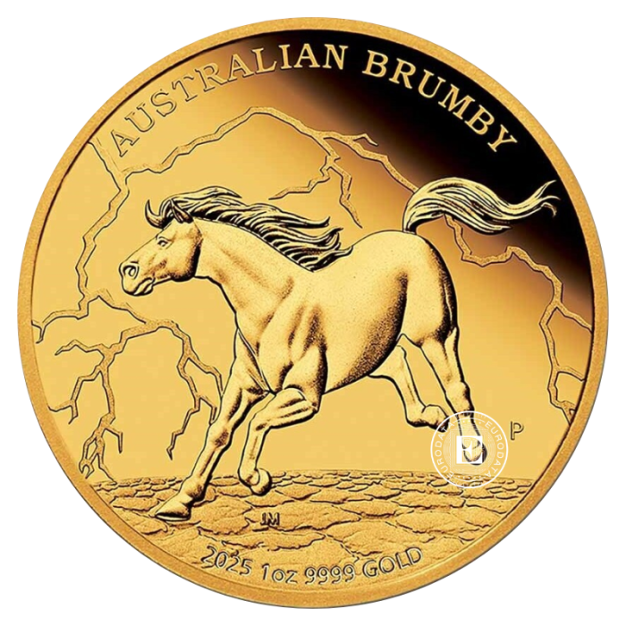 1 oz (31.10 g) auksinė PROOF moneta Australian Brumby, Australija 2025 (tiražas 150 vnt.)