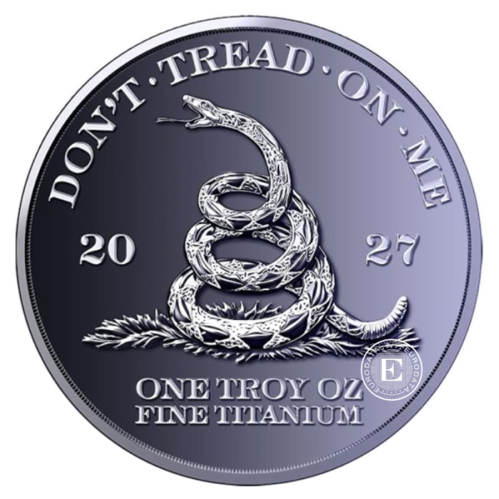 1 oz (31.10 g) titano moneta Don't Tread on Me, JAV 2027