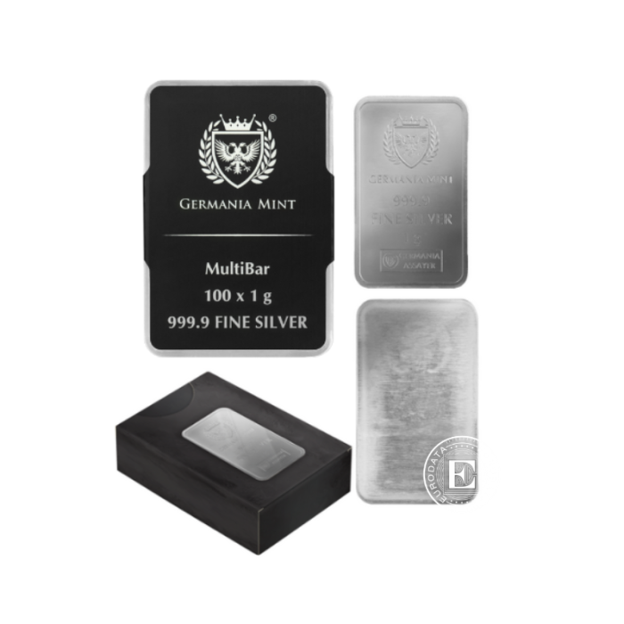 100 x 1 g d'argent ingot  MultiBar, Germania Mint  999.9