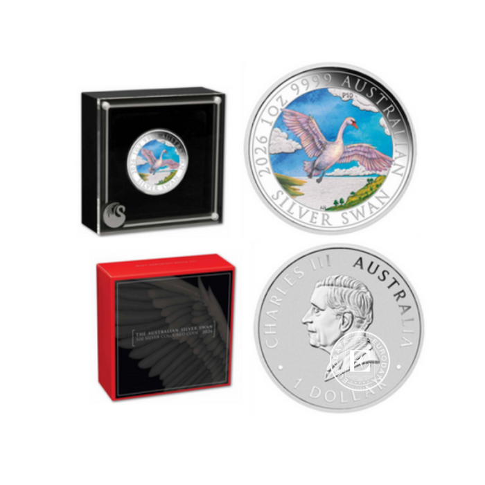1 oz (31.10 g) pièce coloree d'argent  Australien Schwan, Australie 2026 (avec certificat)
