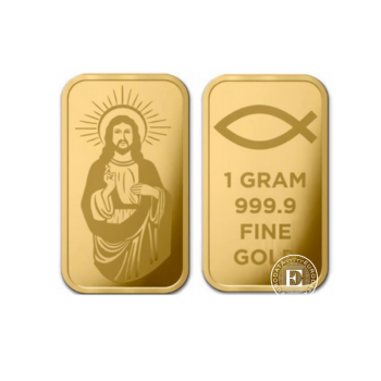 1 g investicinio aukso luitas Jesus, PAMP 999.9
