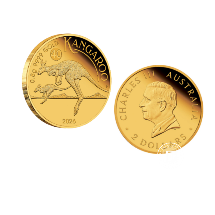 0.5 g złota moneta na karcie Kangaroo, Australia 2026