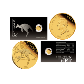 0.5 g auksinė moneta kortelėje Kengūra, Australija 2026