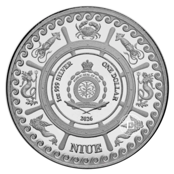 1 oz (31.10 g) sidabrinė moneta Mythical Creatures - Aštuonkojis, Niujė 2026