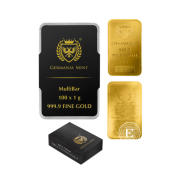 100 x 1 g investicinio aukso luitas MultiBar, Germania Mint  999.9