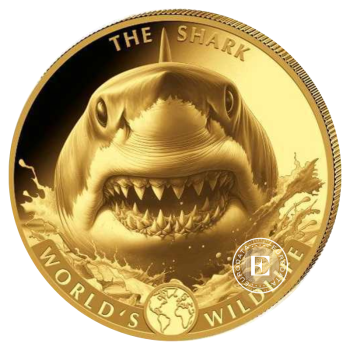 1 oz (31.10 g) auksninė moneta Congo World's Wildlife -  Ryklys, Kongo Respublika 2026