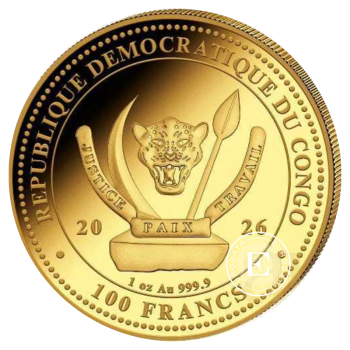 1 oz (31.10 g) auksninė moneta Congo World's Wildlife -  Ryklys, Kongo Respublika 2026
