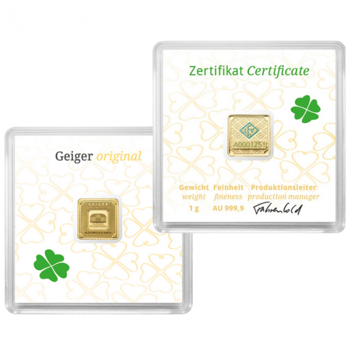 1 g gold bar Luck, Geiger Edelmetalle 999.9