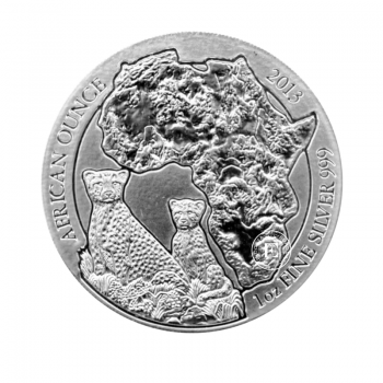 1 oz (31.10 g) sidabrinė moneta Gepardas, Ruanda 2013