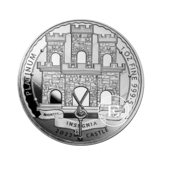 1 oz (31.10 g) platininė moneta Gibraltaro pilis, Montis Calpe Insigna, Didžioji Britanija 2022