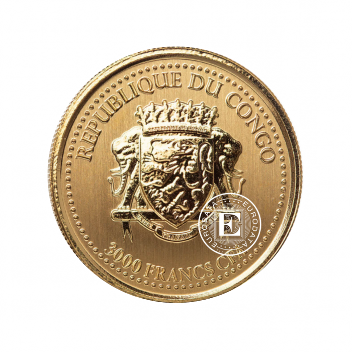 1 oz (31.10 g) złota moneta Gorilla, Republika Konga 2023 (z certyfikatem)