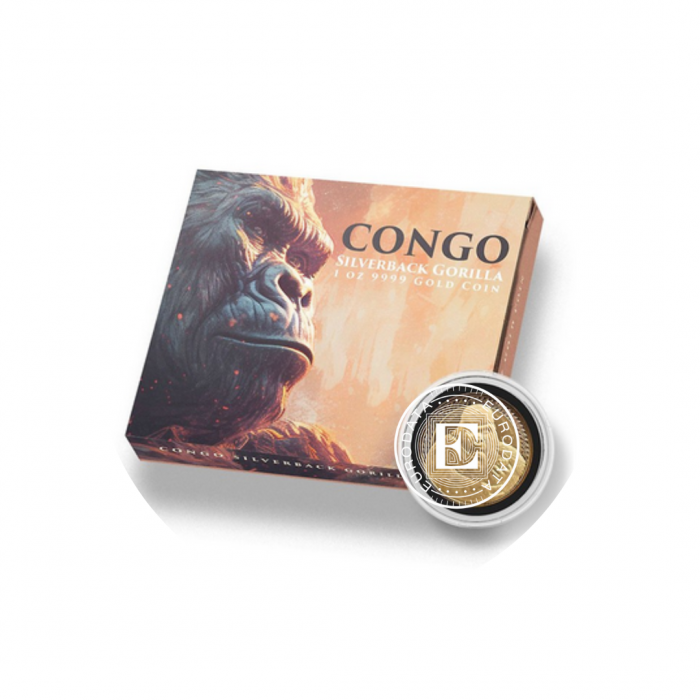 1 oz (31.10 g) Goldmünze Gorilla, Republik Kongo 2023 (mit Zertifikat)