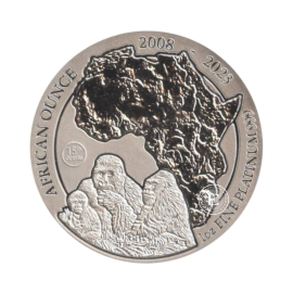  1 oz (31.10 g) pièce de platine Gorille des montagnes, Rwanda 2023