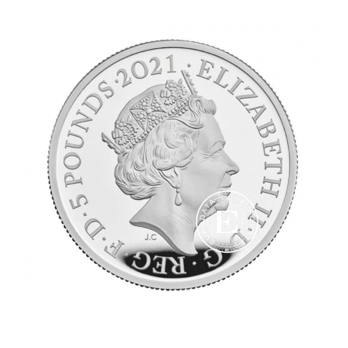 2 oz (62.20 g) sidabrinė PROOF moneta Gotikos karūna, Didžioji Britanija 2021 (su sertifikatu)