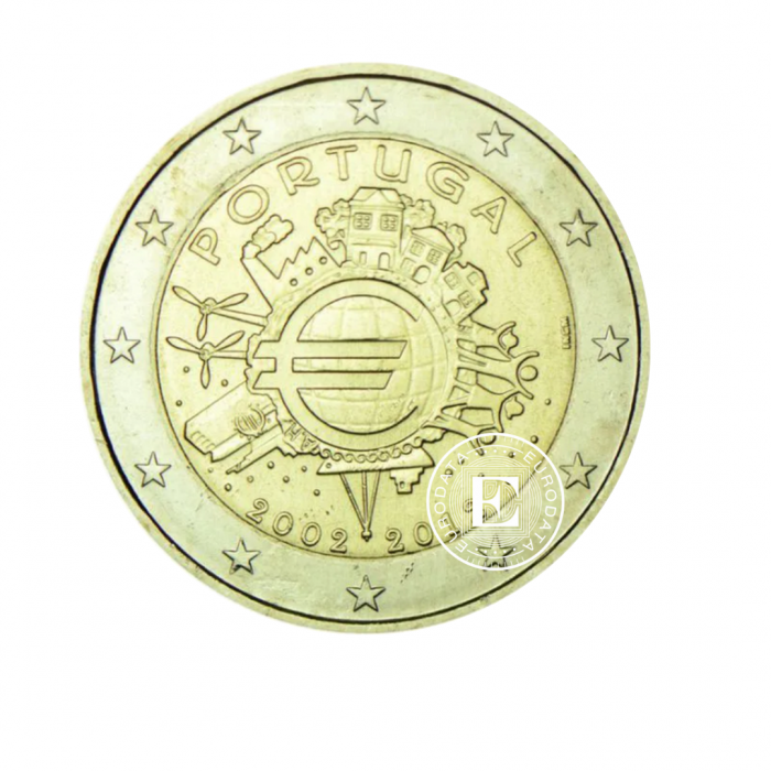  2 Eur pièce 10e anniversaire des billets et des pièces en euros, Portugal 2012