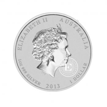 2 oz (62.20 g) sidabrinė moneta Lunar II - Gyvatės metai, Australija 2013