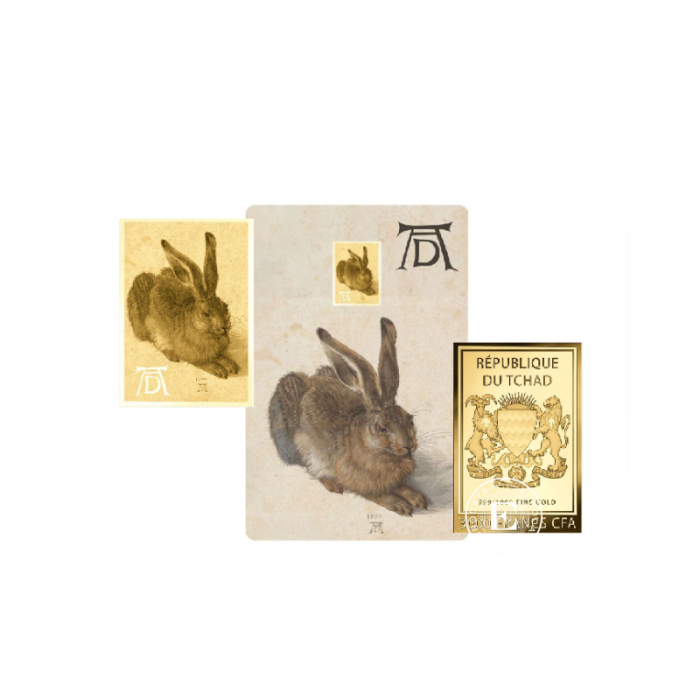 1/1000 oz sztabka złota Albrecht Dürer Paintings – Hare, Czad