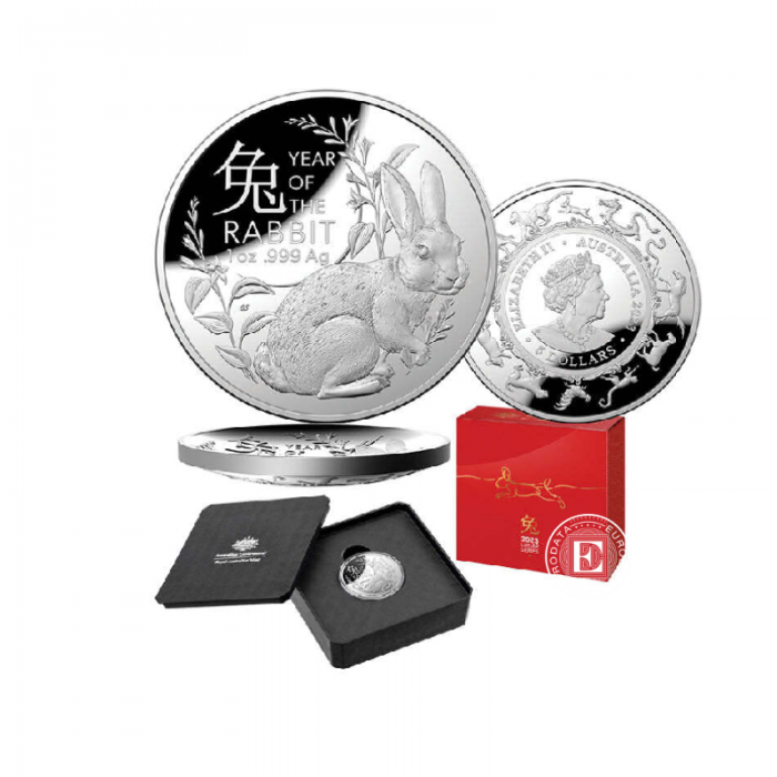 1 oz (31.10 g) silver PROOF coin Lunar RAM - Year of  Rabbit, Australia 2023