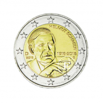 2 Eur moneta Helmut Schmidt 100-asis gimtadienis - G, Vokietija 2018