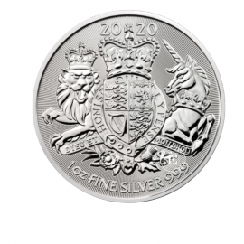1 oz (31.10 g) pièce d'argent Armoiries royales, Grande Bretagne 2020