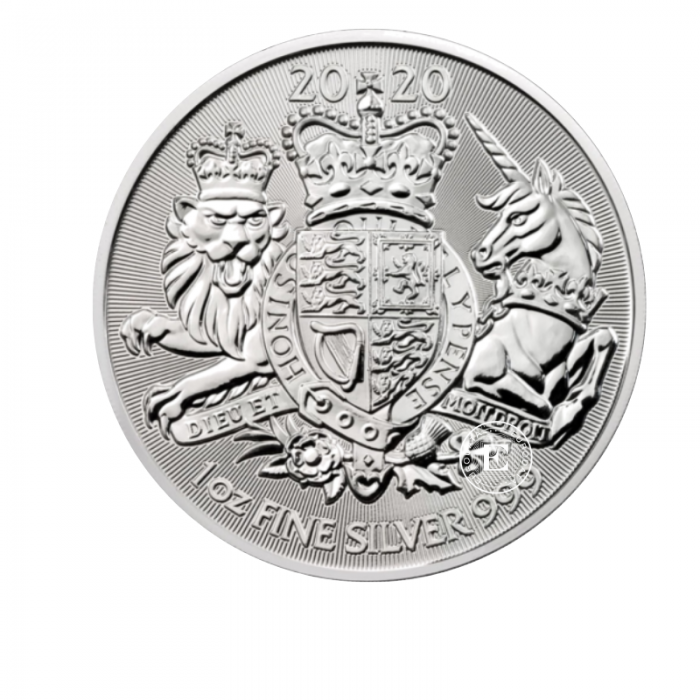 1 oz (31.10 g) srebrna moneta Herb Królewski, Wielka Brytania 2020