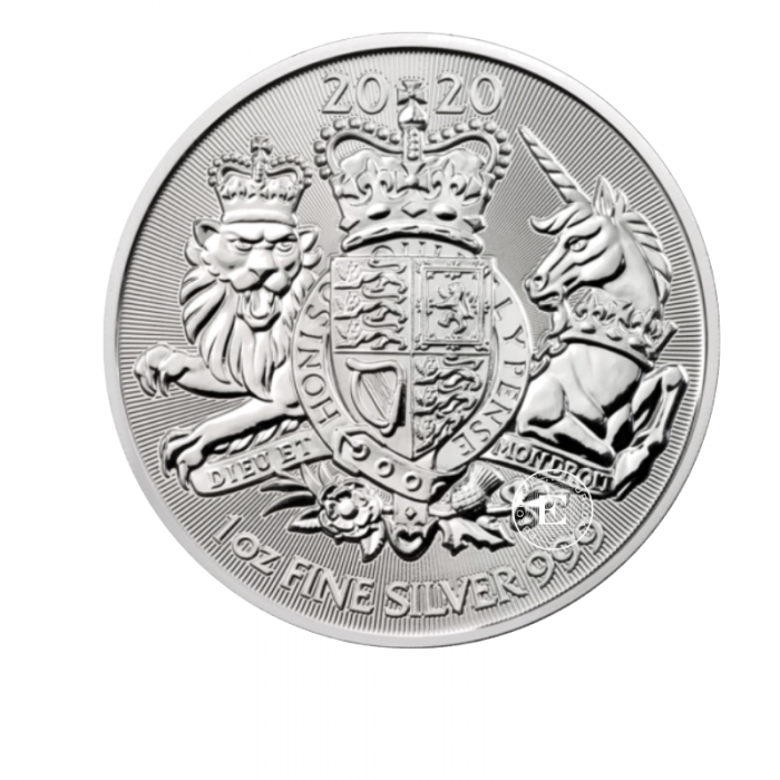 1 oz (31.10 g) sidabrinė moneta Karališkasis herbas, Didžioji Britanija 2020