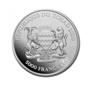 1 oz (31.10 g) sidabrinė moneta Hipopotamas, Čado Respublika 2020