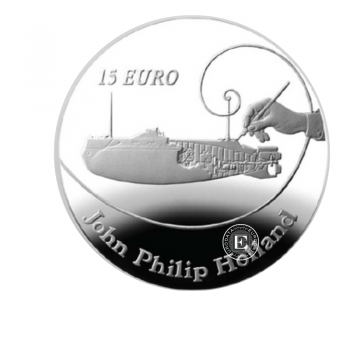 15 Eur (28.28 g) sidabrinė PROOF moneta John Philip Holland, Estija 2014