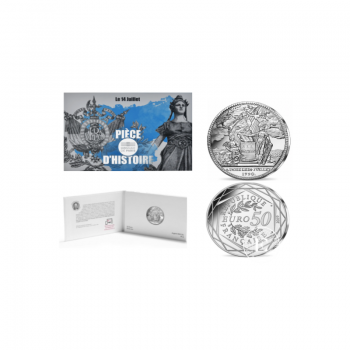50 Eur (41 g) silver coin  on coincard 14 juillet, France 2019