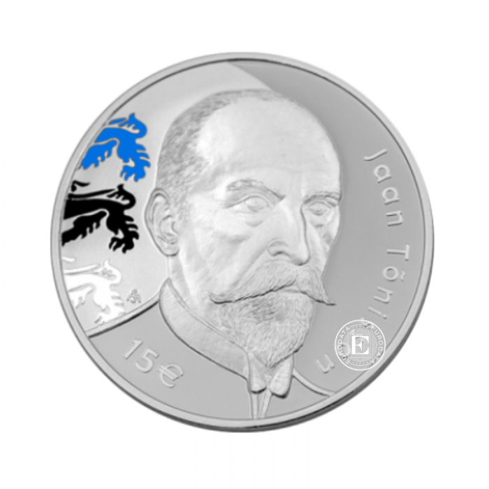 15 Eur (28.28 g) pièce d'argent coloree PROOF 150th anniversary of the birth of Jaan Tanisson, Estonie 2018