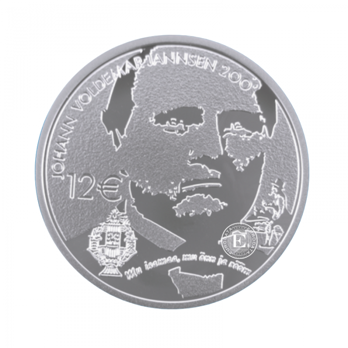 12 Eur (28.28 g) pièce d'argent PROOF The 200th anniversary of the birth of Johan Voldemar Jansen, Estonie 2019