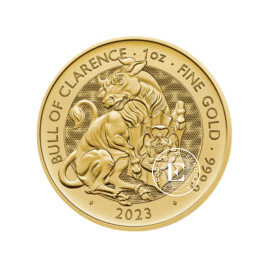 1 oz (31.10 g) pièce d'or Bêtes des Tudor - Taureau, Grande-Bretagne 2023