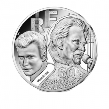 10 Eur (22.20 g) srebrna PROOF moneta  Johnny Hallyday, Francja 2020