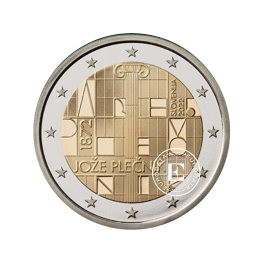 2 Eur moneta 150 rocznica urodzin architekta Jože Plečnika, Słowenia 2022