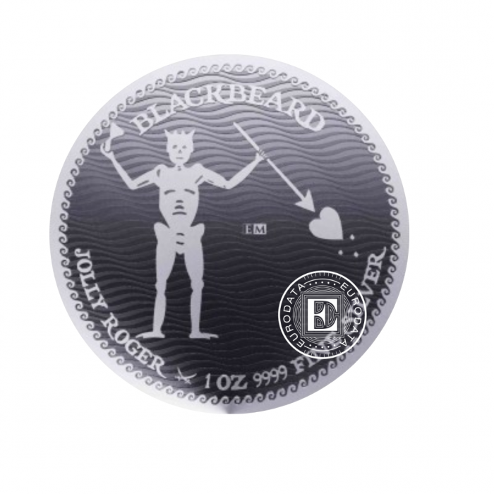 1 oz (31.10 g) srebrna moneta  Jolly Roger - Czarnobrody, Niue 2023