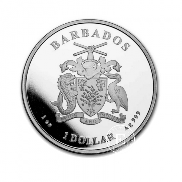 1 oz (31.10 g) sidabrinė moneta Karibų jūrų arkliukas, Barbadosas 2023