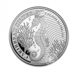 1 oz (31.10 g) sidabrinė moneta Karibų jūros arkliukas, Barbadosas 2023