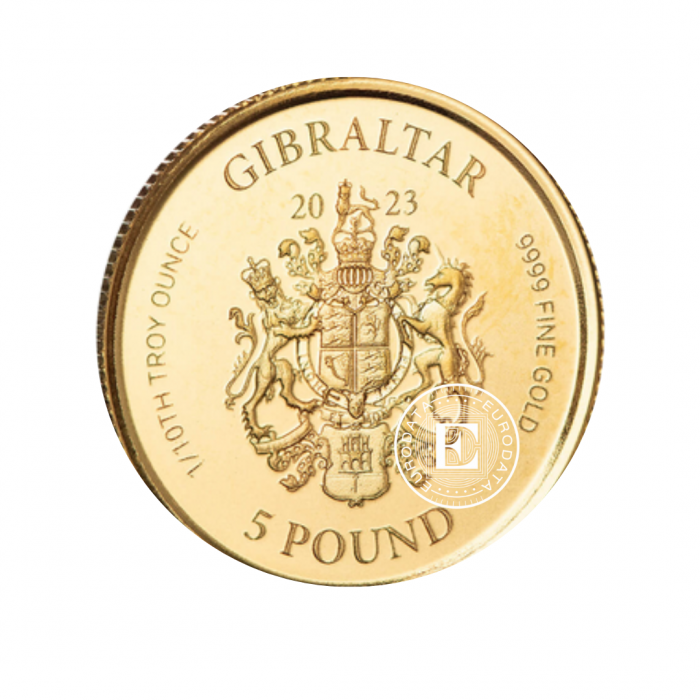 1/10 oz (3.11 g) złota moneta Lady Justice, Gibraltar 2023