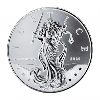 1 oz (31.10 g) sidabrinė moneta Lady Justice, Niujė 2025