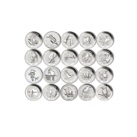  622 g zestaw jubileuszowy srebrnych monet Kookaburra, Australia 2009 (bez pudełka)