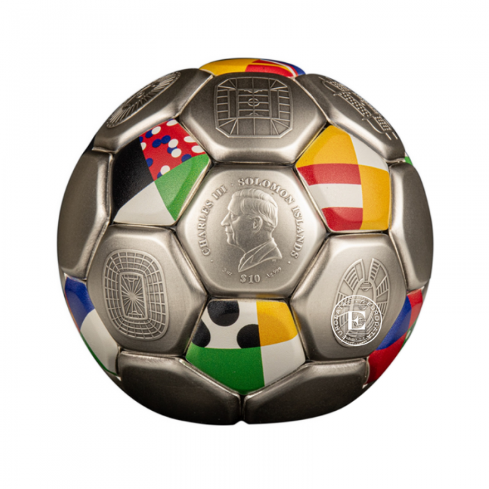 3 oz (93.30 g) pièce d'argent Football - UEFA Euro 2024, Îles Salomon 2024