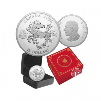 1 oz (31.10 g) sidabrinė PROOF moneta Arklio metai, Kanada 2026 (su sertifikatu)