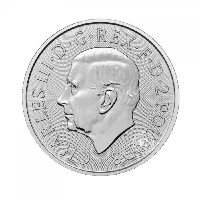 1 oz sidabrinių monetų Britannia, Karalius Charlsas III, Didžioji Britanija 2024 (Tūba)