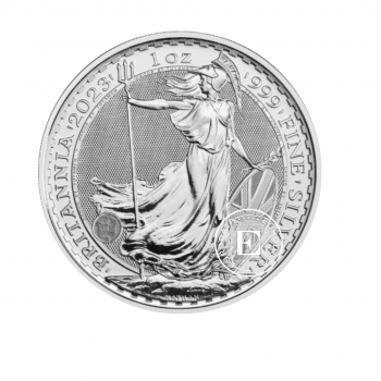 1 oz  (31.10 g) sidabrinė moneta Britannia, Karalius Charlsas III su karūna, Didžioji Britanija 2023