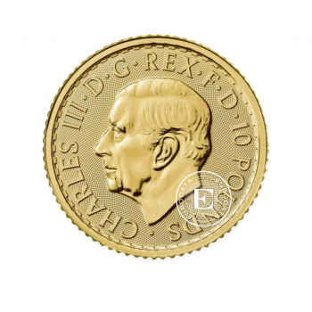 1/10 oz (3.11 g) auksinė moneta Britannia - Karalius Charlesas III, Didžioji Britanija  (atsitiktiniai metai)