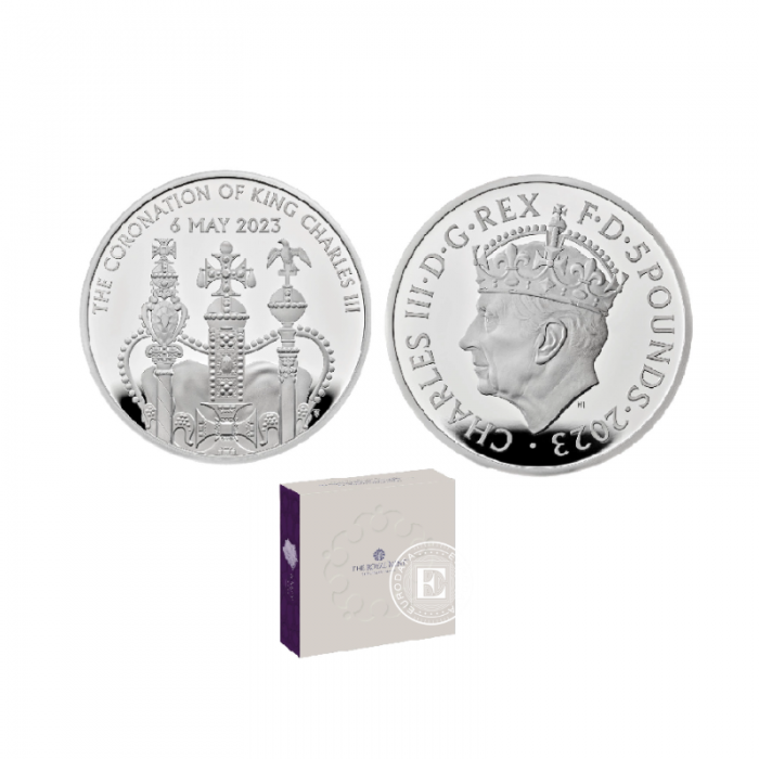 28.28 g pièce d'argent PROOF The Coronation of King Charles III, Grande-Bretagne 2023