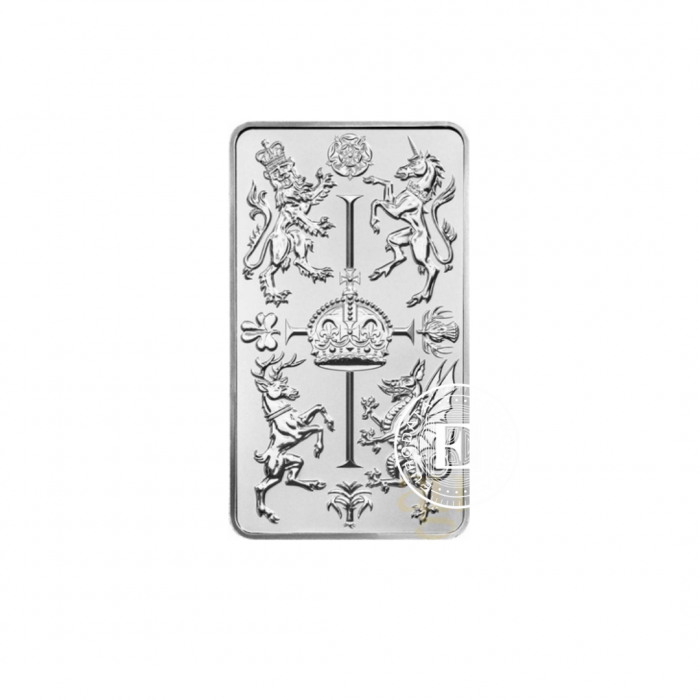 1 oz (31.10 g) sztabka srebra  Coronation celebration, The Royal Mint 999.9