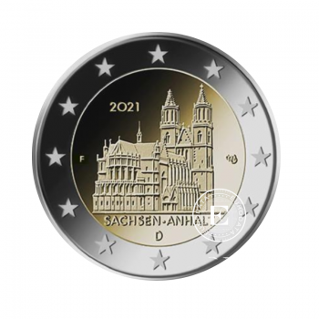 2 Eur moneta Saksonijos Anhalto Magdeburgo katedra - F, Vokietija 2021