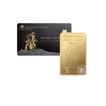 0.5 g lingot d'or d'investissement, Heimerle+Meule 999.9