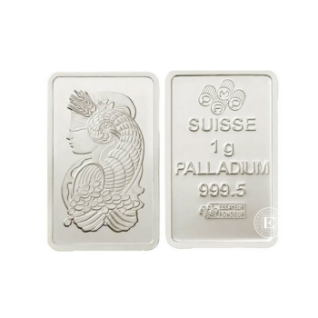 1 g paladžio luitas Fortūna, PAMP 999.5